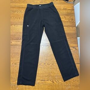Figs Axim Cargo Scrub Pants (Black, Size Medium Regular)